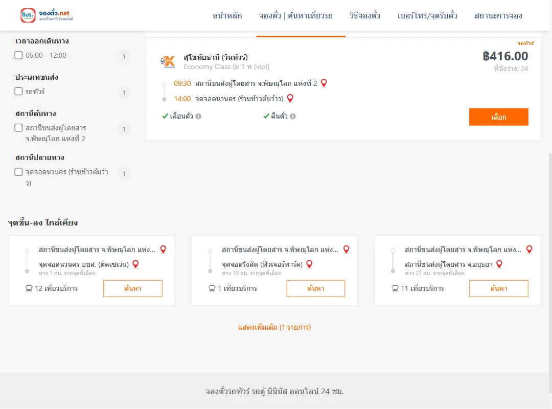 ตารางเที่ยวรถ พิษณุโลกแห่งที่2 ไป นวนคร ภาพที่ 2